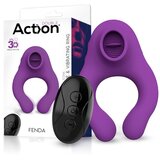 Action Fenda Vibrating Ring with Licking Tongue and Remote Control 3 Motors Purple Cene
