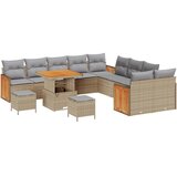  13-dijelni set vrtne sofe s jastucima bež poli ratan akacija 2-sjedne vrtne sofe s jastucima bež poli ratan 3-dijelni set vrtn | shoptok.hr