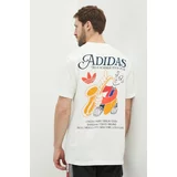 Adidas Bombažna kratka majica moška, bež barva, IS2937