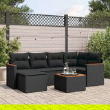  7-dijelni set vrtnih sofa od poliratana s jastucima crni | shoptok.hr