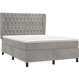  Box spring postelja z vzmetnico svetlo siva 140x200 cm žamet, (20790446) | Shoptok.si