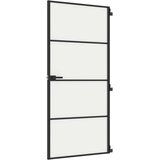 Sobna vrata tanka crna 93x201,5 cm kaljeno staklo i aluminij | Eponuda.com