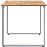 Vanjski stol za blagovanje Siva 140x80x75 cm Čelik i čvrsto drvo akacija | shoptok.hr