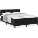 vidaXL Box Spring postelja z vzmetnico Črna 160x200 cm Velur | Shoptok.si