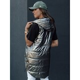DStreet Women's quilted long vest with hood JESS dark gray | ePonuda.com