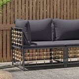 Maison Chic Vrtni kotni kavč - Zunanji kavč s temno sivimi blazinami poli ratan, (22040822) | Shoptok.si