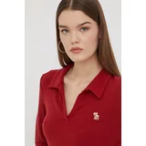 Abercrombie & Fitch Majica z dolgimi rokavi ženski, rdeča barva