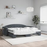 vidaXL Izvlečna dnevna postelja z vzmetnico tem. siva 90x200 cm žamet | Shoptok.si