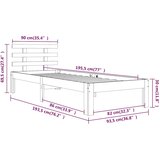  Okvir za krevet bijeli od masivnog drva 90 x 190 cm mali | shoptok.hr