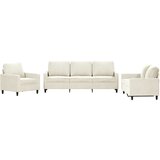 Maison Chic Sedežna garnitura - kavč 3-delna z blazinami krem žamet, (21728186) | Shoptok.si