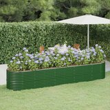 vidaXL Vrtna sadilica od čelika obloženog prahom 368x80x68 cm zelena | shoptok.hr