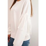 Kesi Włoski Women's butter-colored sweatshirt with decorative sleeves ecru | Eponuda.ba