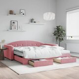  Dnevni krevet na razvlačenje ružičasti 100 x 200 cm baršunasti | shoptok.hr