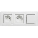  Legrand-Dvostruka kućna utičnica 250V/16A sa jednopolnim prekidačem br. 1, okvir NILOE STEP, bela Cene
