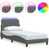 Maison Chic Posteljni okvir - Enojna postelja - Postelja za odrasle z LED brez vzmetnice temno siv 80x200 cm blago, (21696446) Cene