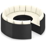 Poli 9-dijelni set vrtnih sofa od poliratana s jastucima crni | shoptok.hr