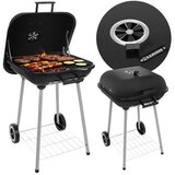 Kaminer vrtni roštilj na oglje s poklopcem – prenosni BBQ roštilj s kolesi in policami | Shoptok.si