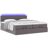 vidaXL Otomanski posteljni okvir z vzmetnicami siv 180x200cm um. usnje | Shoptok.si