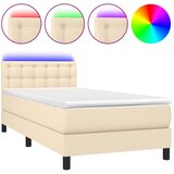 Maison Chic Box spring postelja - Vzmetna postelja z vzmetnico LED krem 100x200 cm blago SL16271, (21895796) Cene