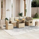 The Living Store Vrtna sedežna garnitura 7-delna z blazinami bež poli ratan - Vrtna Sedežna Garniture, (21427426) | Shoptok.si