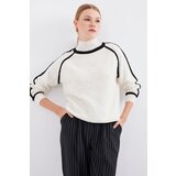 Bigdart 15879 Striped Oversize Knitwear Sweater - Ecru | Shoptok.si