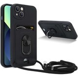 Cadorabo Verižica za mobilni telefon s funkcijo stojala, združljiva z Apple iPhone 13 v črna barvi - silikonski zaščitni pokrov z nastavljivim trakom, (20860165) Cene