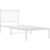  Metalni okvir krevet bez madraca s uzglavljem bijeli 75x190 cm | shoptok.hr
