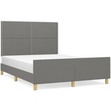 The Living Store Posteljni okvir z vzglavjem temno siv 140x190 cm blago - Posteljni Okvir Z Vzglavjem, (21529533) | Shoptok.si