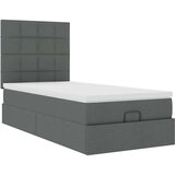 vidaXL Otomanski posteljni okvir z vzmetnico siv 90x200 cm blago | Shoptok.si