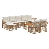  Set vanjskih sofa 10 pcs Prirodna i krema bijela Poliester - Prirodna i kremasto bijela sa stolom | shoptok.hr