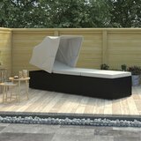 Maison Chic Ležalnik - Sončna ležalnik s streho in blazino poli ratan kremno bel, (22042964) | Shoptok.si