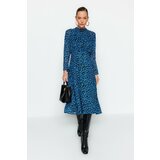 Trendyol Blue Midi Leopard Print Woven Dress Cene