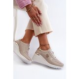 S. BARSKI Women's Leather Sneakers with Wedge Sole Beige S.Barski LR810 | Shoptok.si