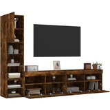 vidaXL 4-dijelni zidni TV elementi s LED svjetlima boja hrasta drveni | shoptok.hr