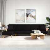 vidaXL Raztegljiv kavč L oblike črn 279x140x70 cm tkanina Cene