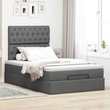 vidaXL Otomanski posteljni okvir z vzmetnico siv 120x190 cm blago | Shoptok.si