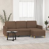 vidaXL Trosjed s tabureom smeđi 180 cm od tkanine Cijene