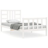 The Living Store Posteljni okvir z vzglavjem bel 100x200 cm trden les - Posteljni Okvir, (21529636) | Shoptok.si