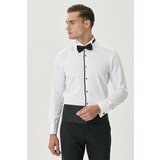 ALTINYILDIZ CLASSICS Men's White-black Tuxedo Collar Tailored Slim Fit Slim Fit Shirt cene