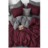 Mila Home Bordo rdeče-siva bombažna podaljšana posteljnina za zakonsko posteljo z rjuho 200x220 cm - Mila Home Cene