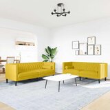  Chesterfield garnitura s jastucima, 2 dijela, žuti baršun | shoptok.hr