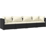 Maison Chic Seti vrtnega pohištva - Vrtna garnitura - Vrtni pohištvo set z blazinami 4-delna poli ratan črna, (21796381) | Shoptok.si
