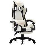 vidaXL Racing stol z oporo za noge črno in belo umetno usnje, (20669370) | Shoptok.si