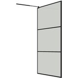 Pregrada za tuš s policom crna 115x195 cm staklo ESG i aluminij | Eponuda.ba