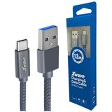 X Wave kabl usb tip c muški na tip a muški 1.2M 3A, pvc tamno sivi pleteni Cene