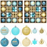  Set božićnih kuglica 88 kom. Tamnoplava, svijetloplava i zlatna | shoptok.hr