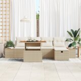 vidaXL 6-dijelni vrtni sofa set s jastučićima bež poli ratan acacia | shoptok.hr