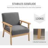  Fotelja u skandinavskom stilu ukrasna stolica puno drvo izgled lana 64 cm x 70 cm x 72 cm siva + prirodna | shoptok.hr