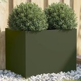 vidaXL Cvetlično korito olivno zeleno 62x47x46 cm hladno valjano jeklo Cene