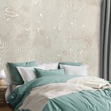  Foto tapeta - Flowing shapes - abstract beige and white background in patterned compositions 196x140 Samoljepljiva | shoptok.hr